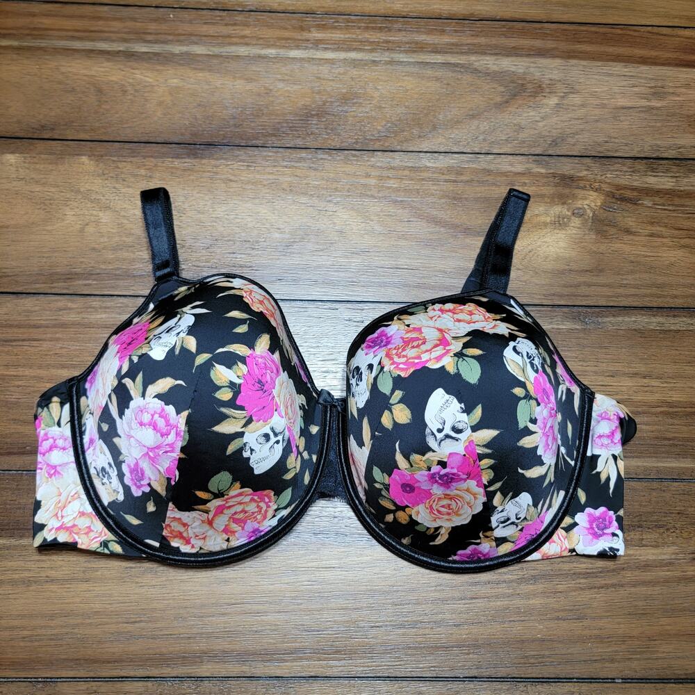 Torrid Curve Floral & Skulls Padded Underwire Bra - Size 44DDD